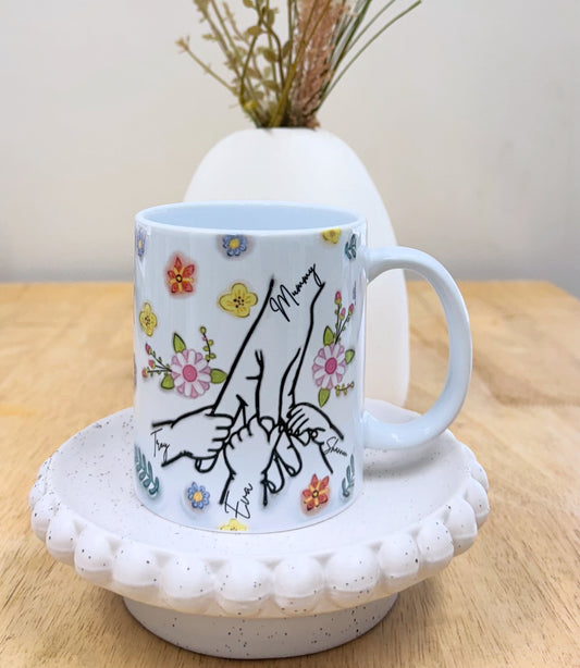 Personalised hand holding mug