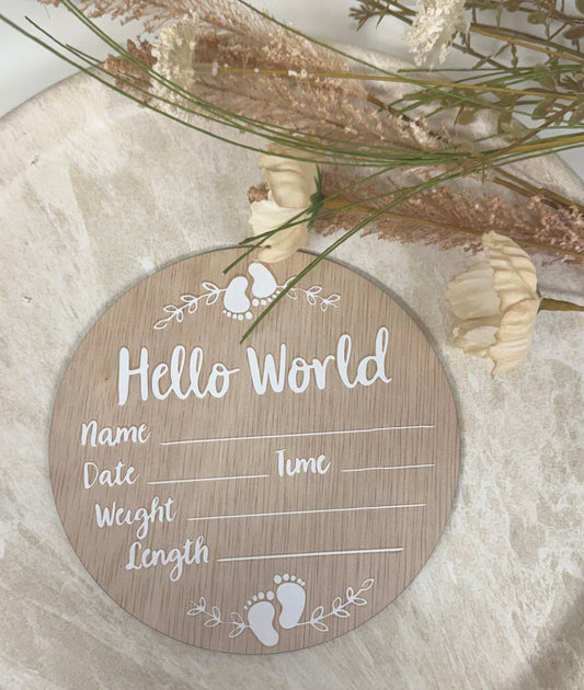 Baby announcement plaque