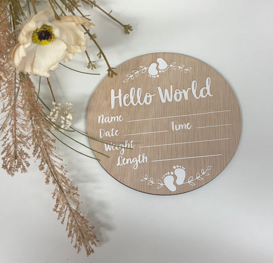 Baby announcement plaque