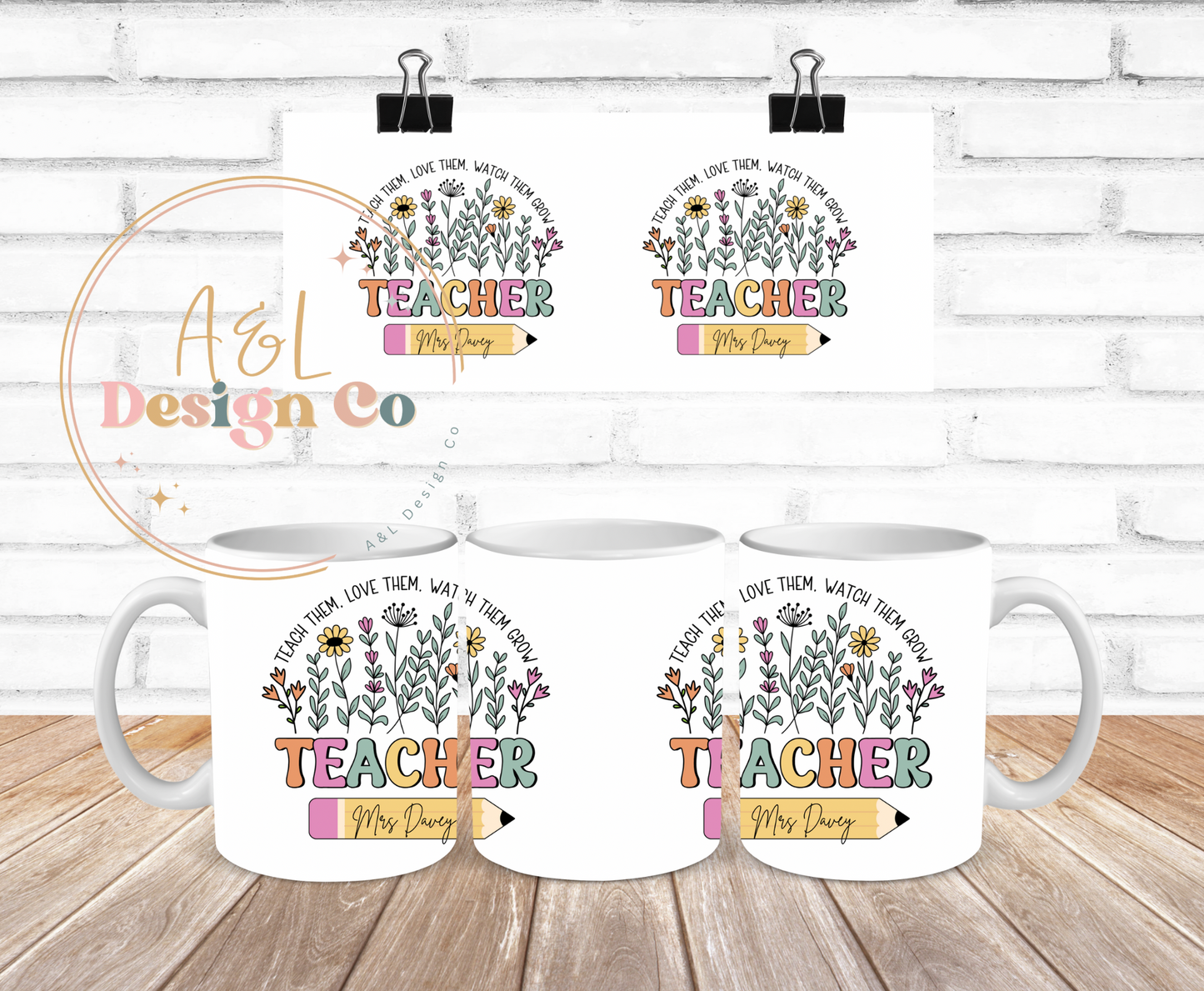 Floral Teacher coffee mug