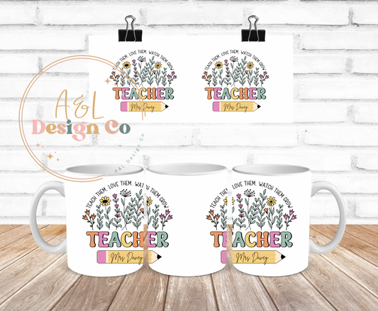 Floral Teacher coffee mug