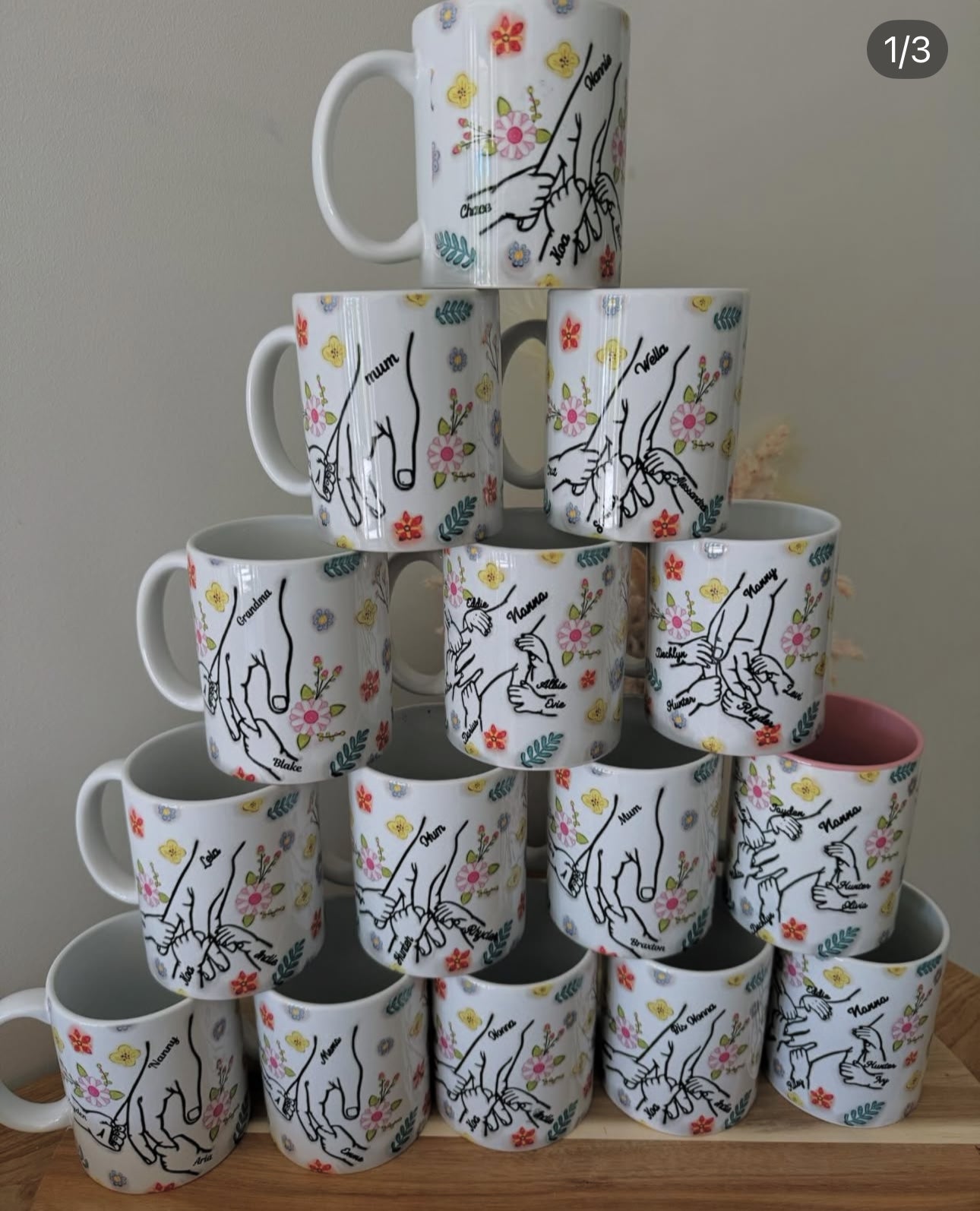 Personalised hand holding mug