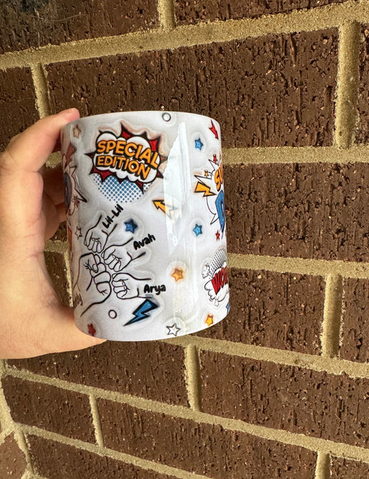 Super DAD Personalised hand holding mug