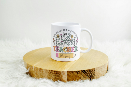 Floral Teacher coffee mug